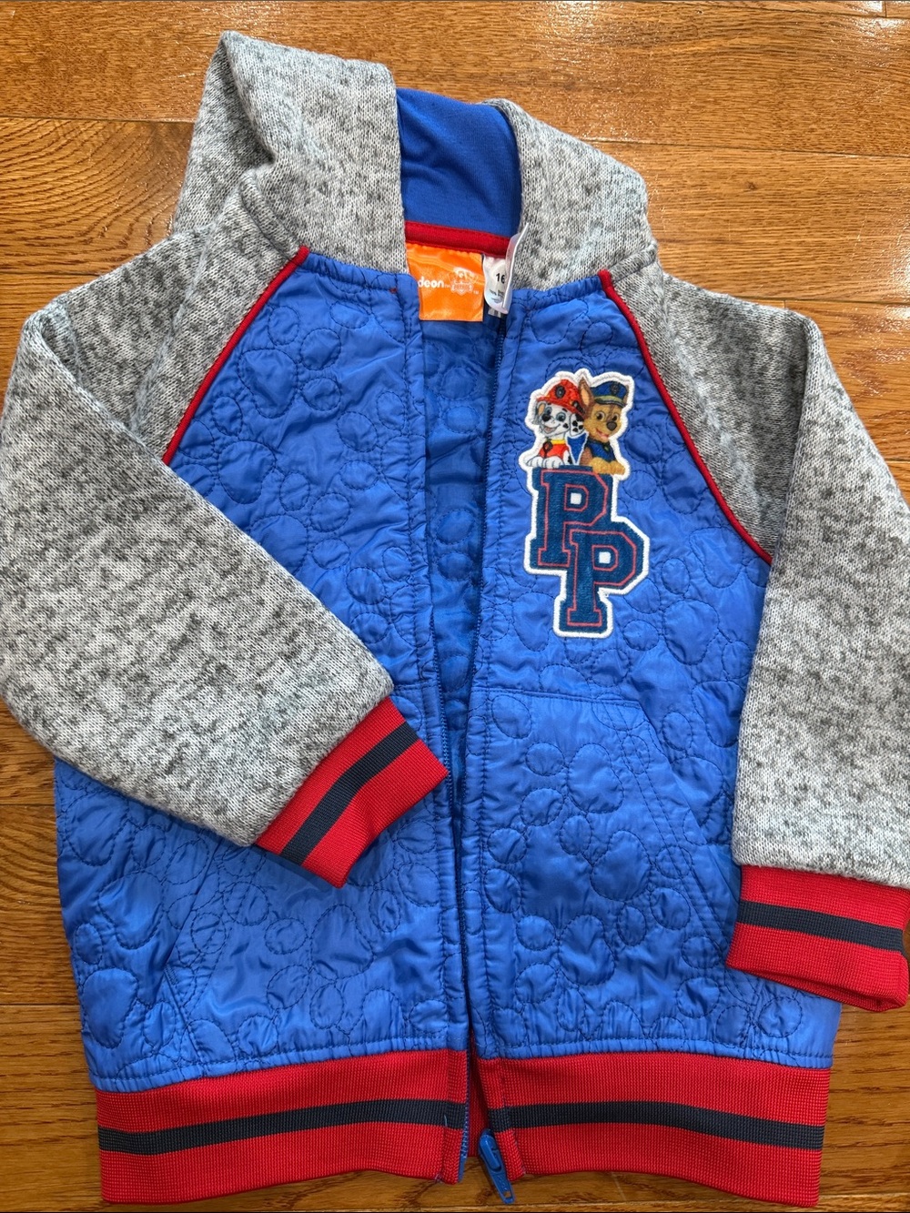 Nickelodeon Blue and Grey Paw Patrol Quilted Jacket with Red Trim